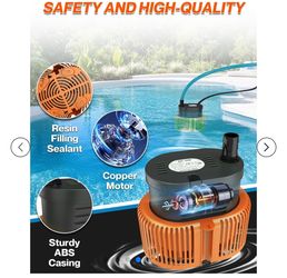 Brand New Pool Cover Pump above Ground - Submersible Water Sump Pump Swimming Water Removal Pumps, with Drainage Hose & 25 Feet Extra Long Power Cord,