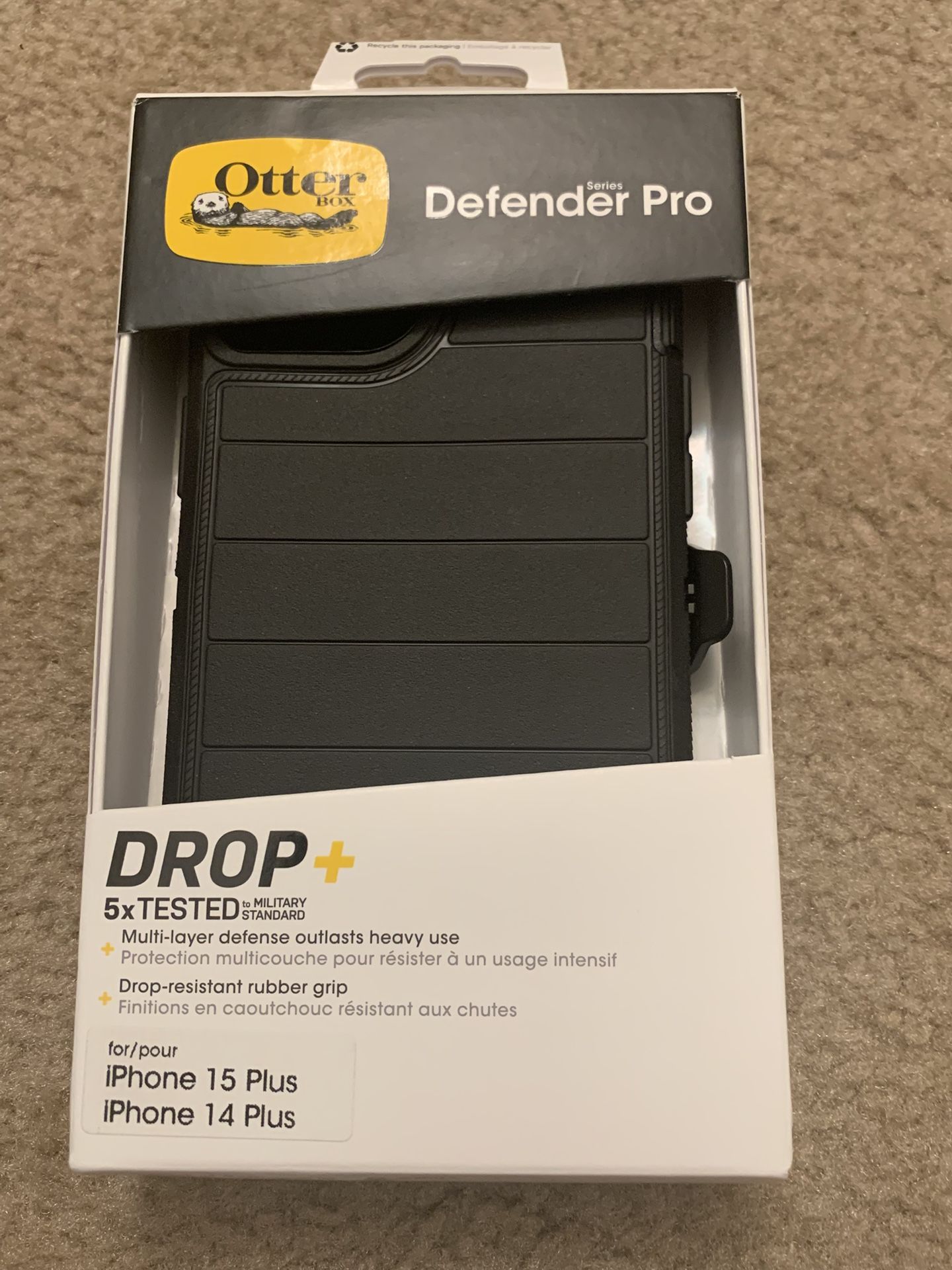 Otterbox Defender Pro Series Black Phone Case For iPhone 15 Plus iPhone 14 Plus 