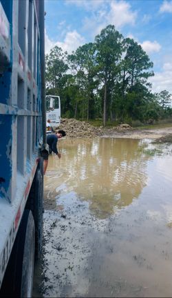 Se lleva relleno para lotes y otros materiales … se limpia lotes ..en cape coral ,,lehgegh,Fortmyer y punta gorda… son 4 camiones se trabaja rápido y 