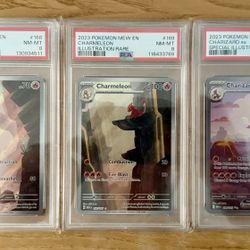 PSA 8 Pokémon 151 Charizard Evolution Line Charmander Charmeleon Charizard EX Slabs