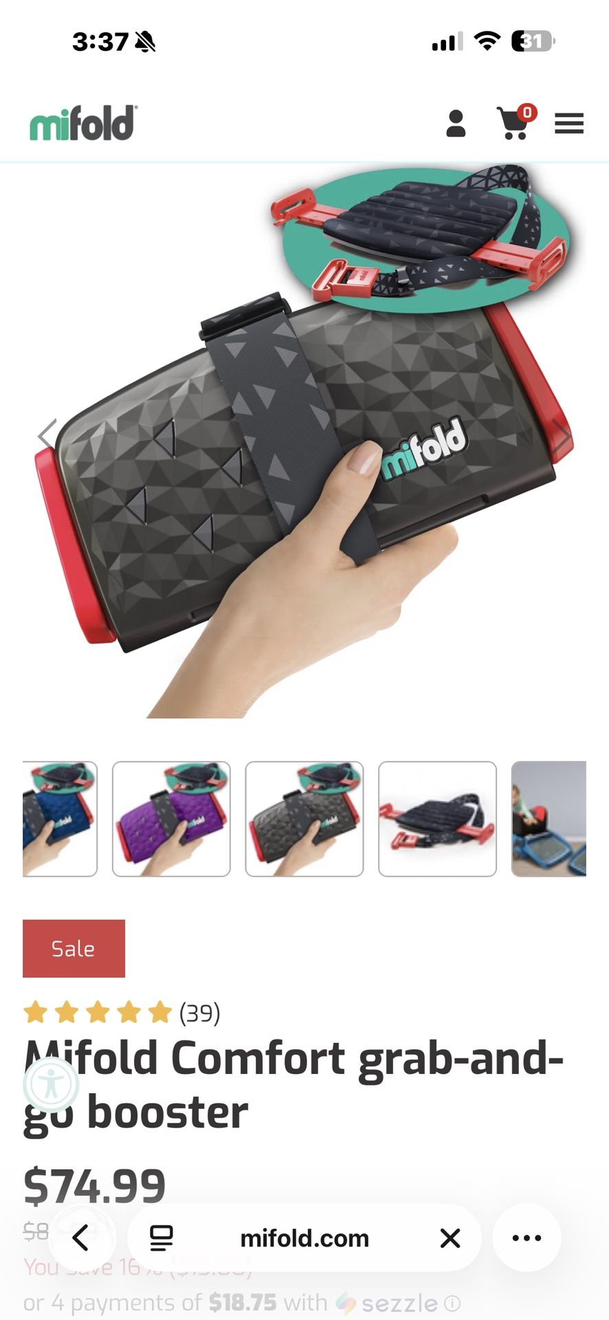 Mifold Comfort grab-and-go booster