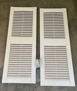 2 Sets of 14 1/2" × 40” Vinyl Open Louver Window Shutters