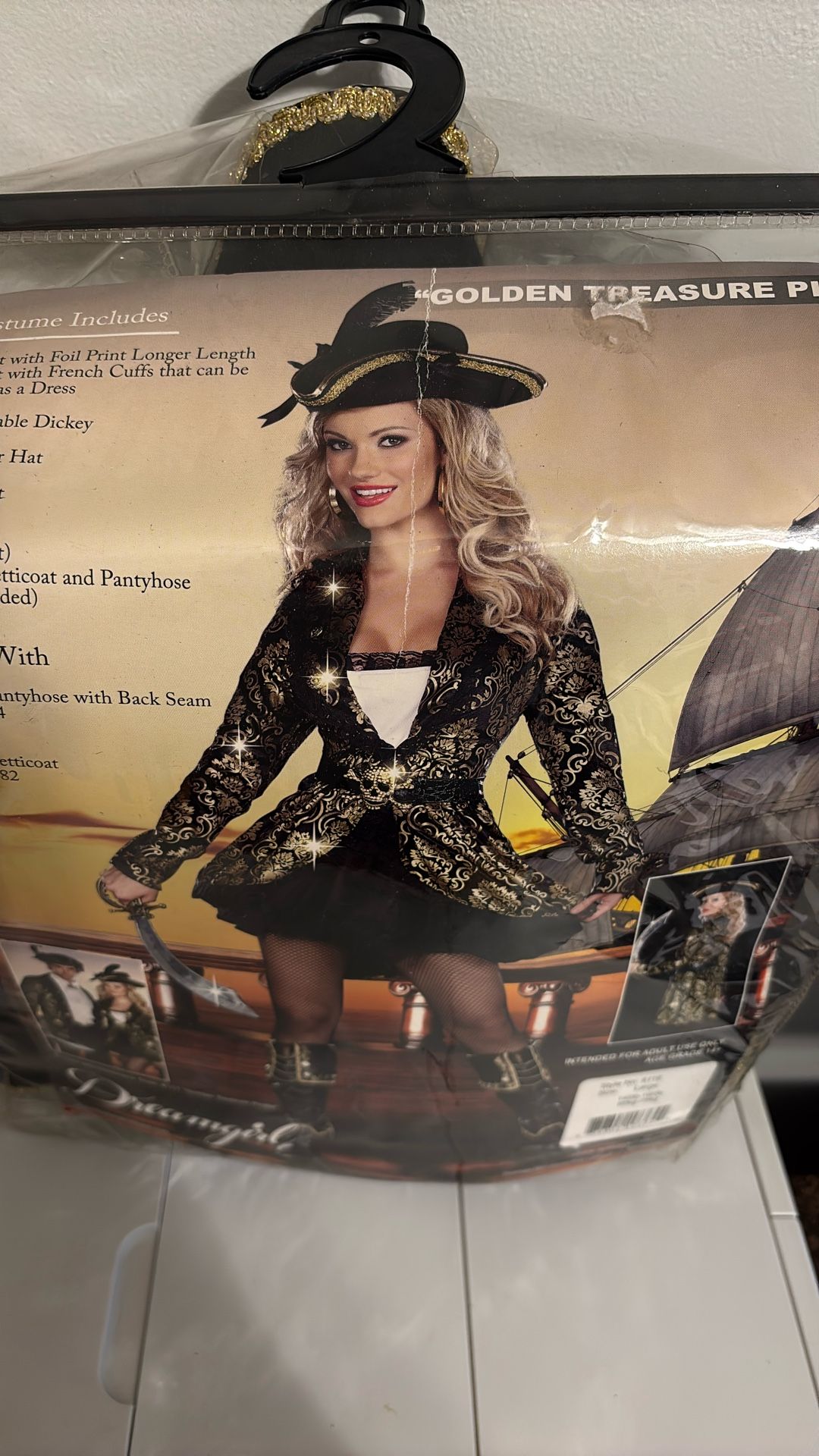 Dream girl Golden Treasure Pirate Costume  Large Great Conditions 