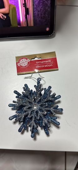 3D Blue and Silver snowflake ornaments (set of 14)