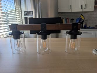 Bathroom Light Fixture Wall Sconce | Wood & Matte Black | Hard Wired
