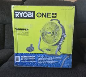 RYOBI

ONE+ 18V Cordless Hybrid WHISPER SERIES 12 in. Misting Air Cannon Fan Kit with 4.0 Ah Battery and

Charger