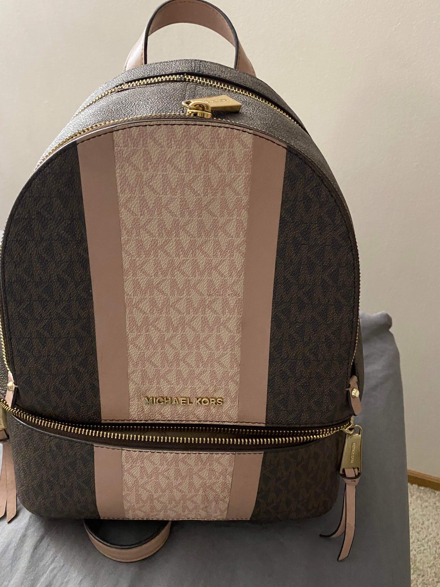 Pink/brown MK Backpack 