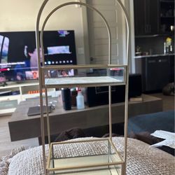 Gold & Glass 2-Tier Mirrored Display Shelf – MOVING OUT SALE