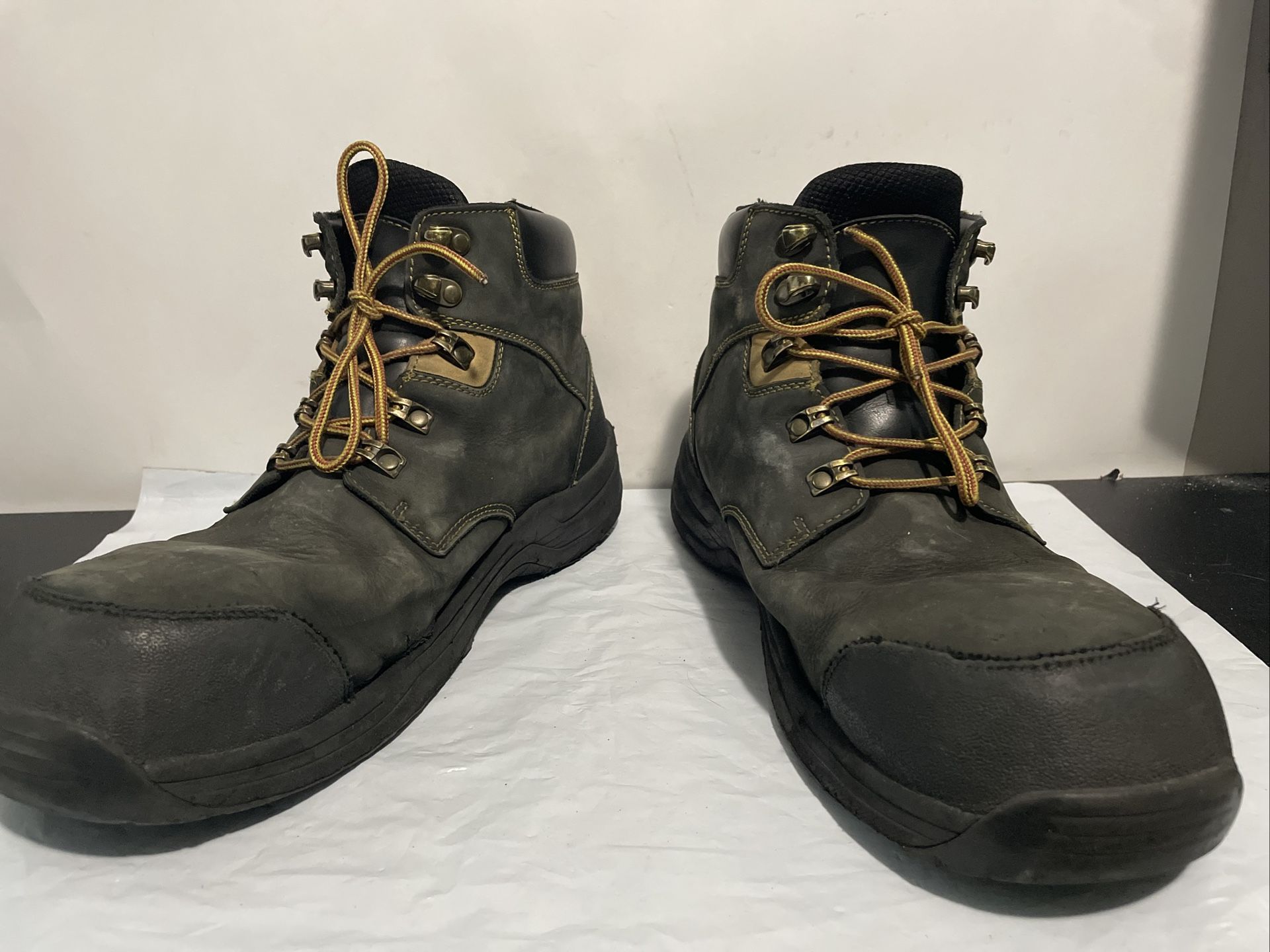 Orthofeet Mens Orthopedic Leather Water Proof Wook Black Boots Steeltoe size 13 