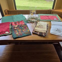 Holiday Placemats, Candle Holder Center Piece With Flower Ring Garland, and More. Take all $25