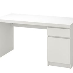 IKEA White Malm Desk With Drawers 