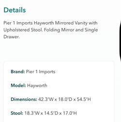 Pier 1 Hayworth Mirrored Vanity