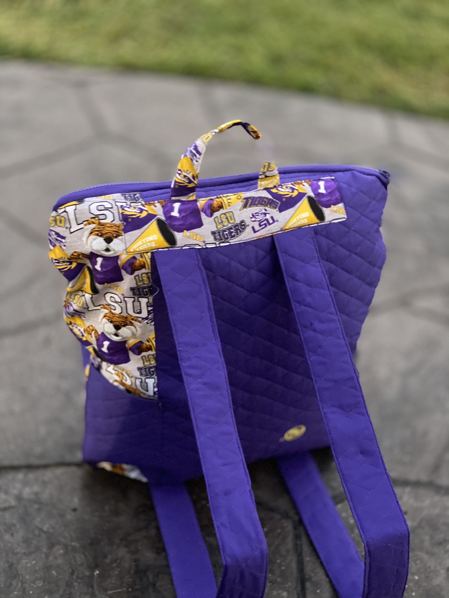 HANDMADE Quilted LSU Backpack