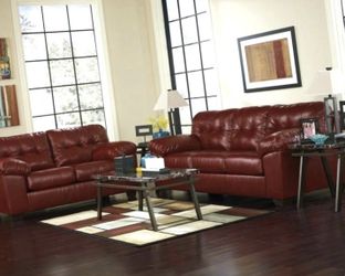 Red bold style couch and Love seat