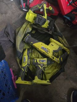 Bag of Ryobi 18v Tools All work perfect  Tools and bag only.