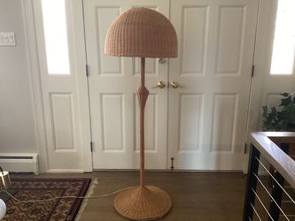 1970s Vintage Rattan Floor Lamp
