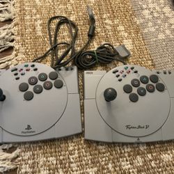 Two Asciiware PlayStation 1 Arcade Joystick Controllers