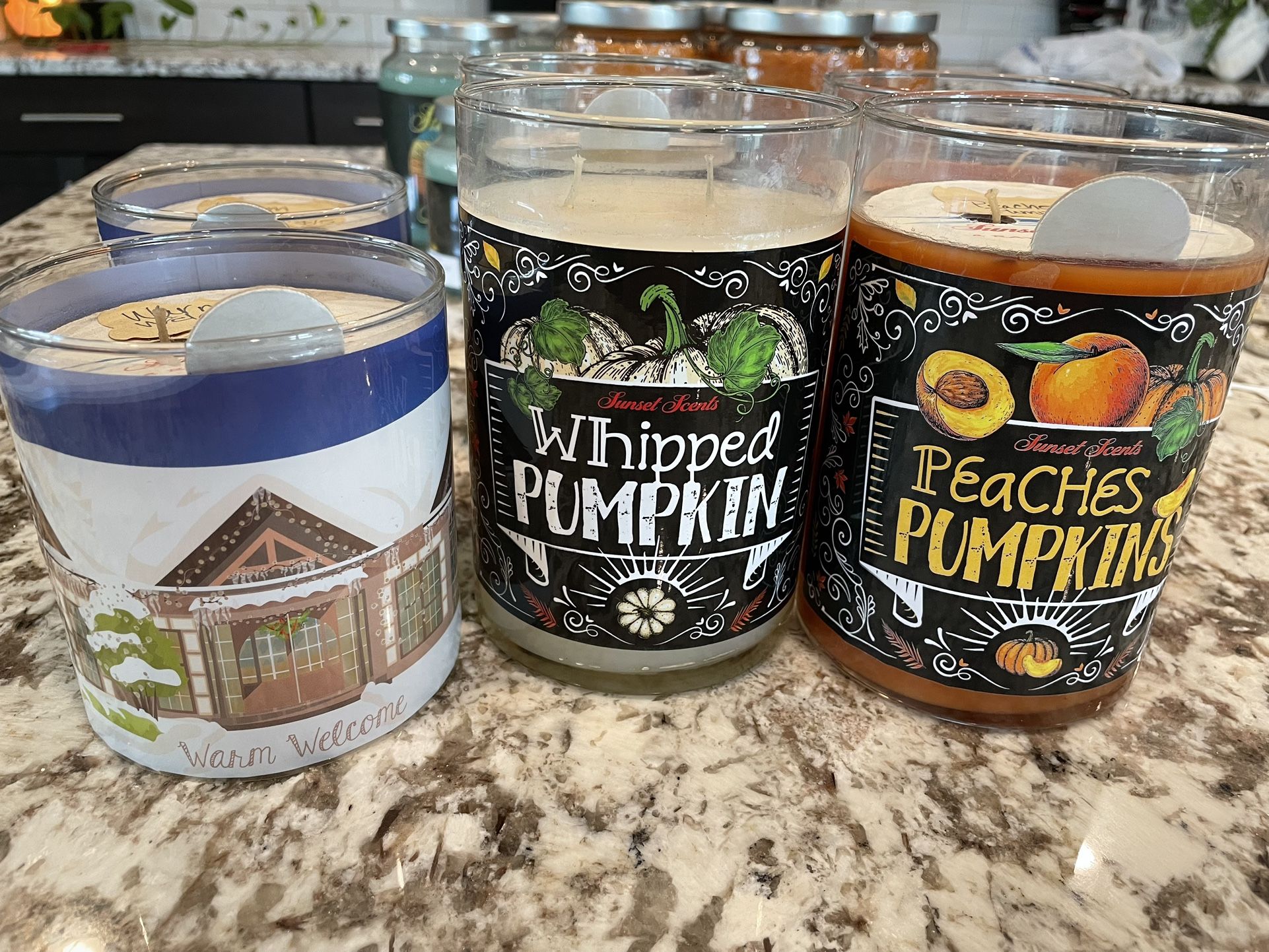 NEW Lot Of 6 Candles Peach/Pumpkin/Warm Welcome