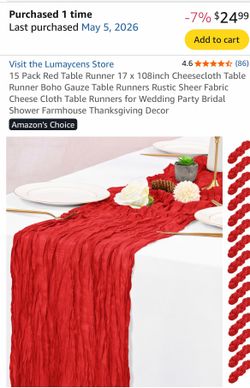 16 red cheese cloth table runner