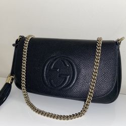 Authentic Gucci Soho Flap Chain Shoulder Purse In Great Condition