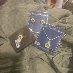 Genuine Peridot Sterling Silver Set (New)