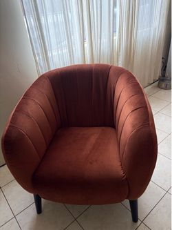 Burnt a orange velvet chair NEW