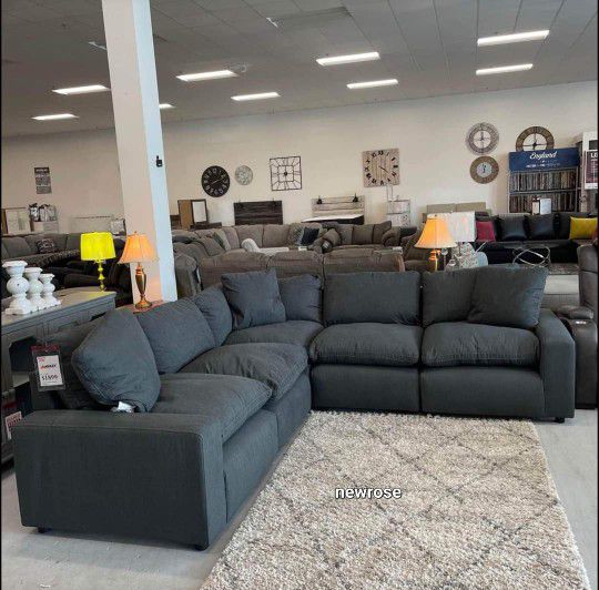 $40 Down Payment🛍 Finance🛍 Savesto Charcoal 5pc Cloud Modular Sectional 