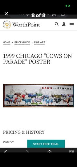 Vintage Chicago Art Poster Cows On Parade 