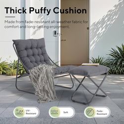 Outdoor Lounge Chair with Ottoman Set