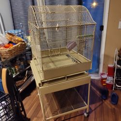 🐥 Extra Large Durable Coated Bird Cage, Metal Parrot Cage, Rolling Bird Cage with Tray 