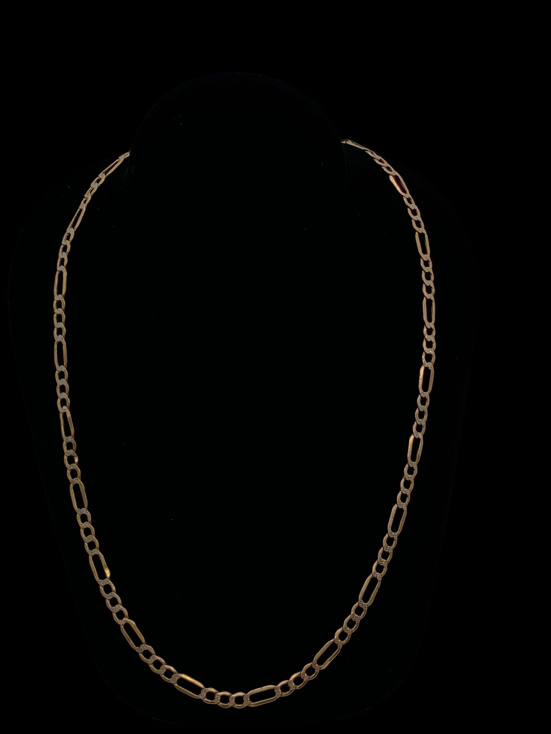 24" Gold diamond cut figaro chain #31444