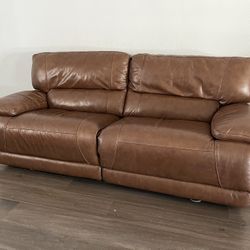  Dual Power Leather Reclining Sofa 