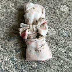 Birth Announcement Swaddle Blanket With Headband