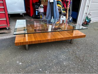 BDI #2302  Beautiful Wood With Glass Coffee Table 44 X 28