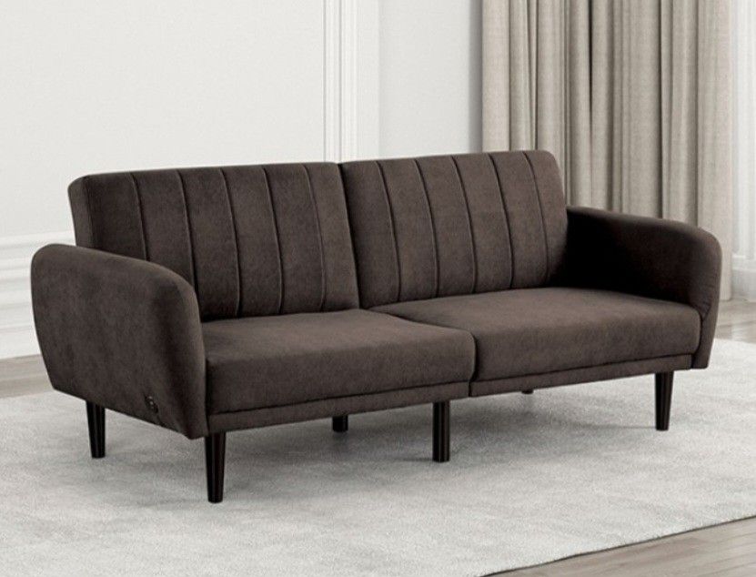 Brand New Grey Futon Sofa Sleeper