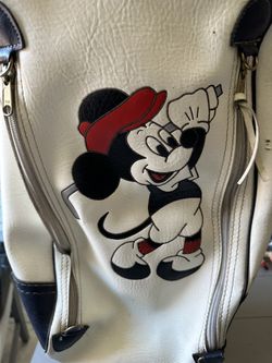 Vintage Disney Belding Sports Golf Bag Mickey Mouse Leather Red