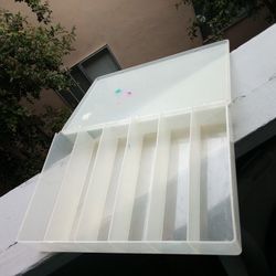 Plastic Box With Top And Individual Compartments Dividers Section Multi Use Container White