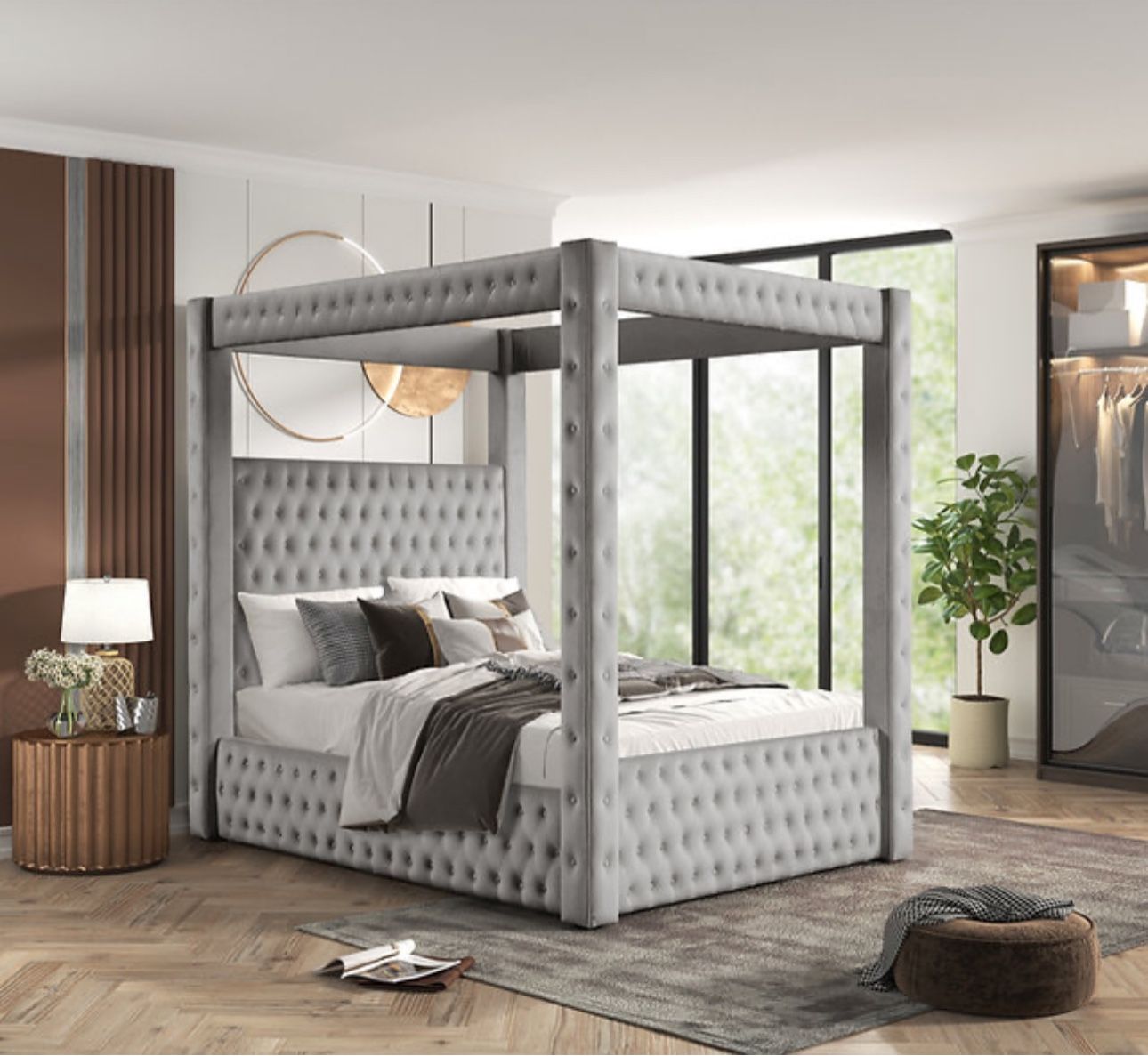 NEW QUEEN AND KING SIZE CANOPY BED WITH MATTRESS AND FREE DELIVERY