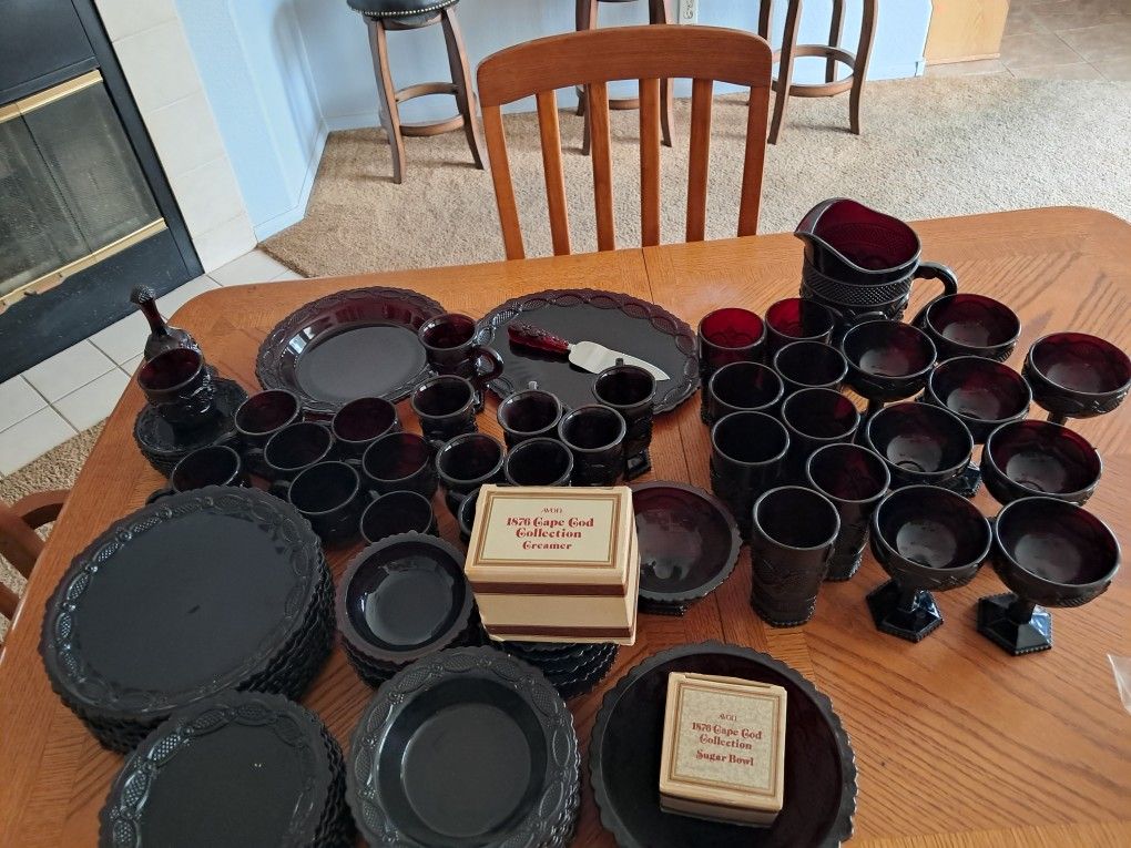 avon Glass vintage red dishes