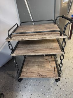 Wooden Bar Cart On Wheels