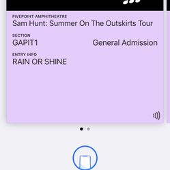 1 X Ticket into Sam Hunt/Brett Young