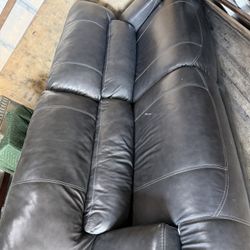 Leather Reclining Sofa Charcoal Grey
