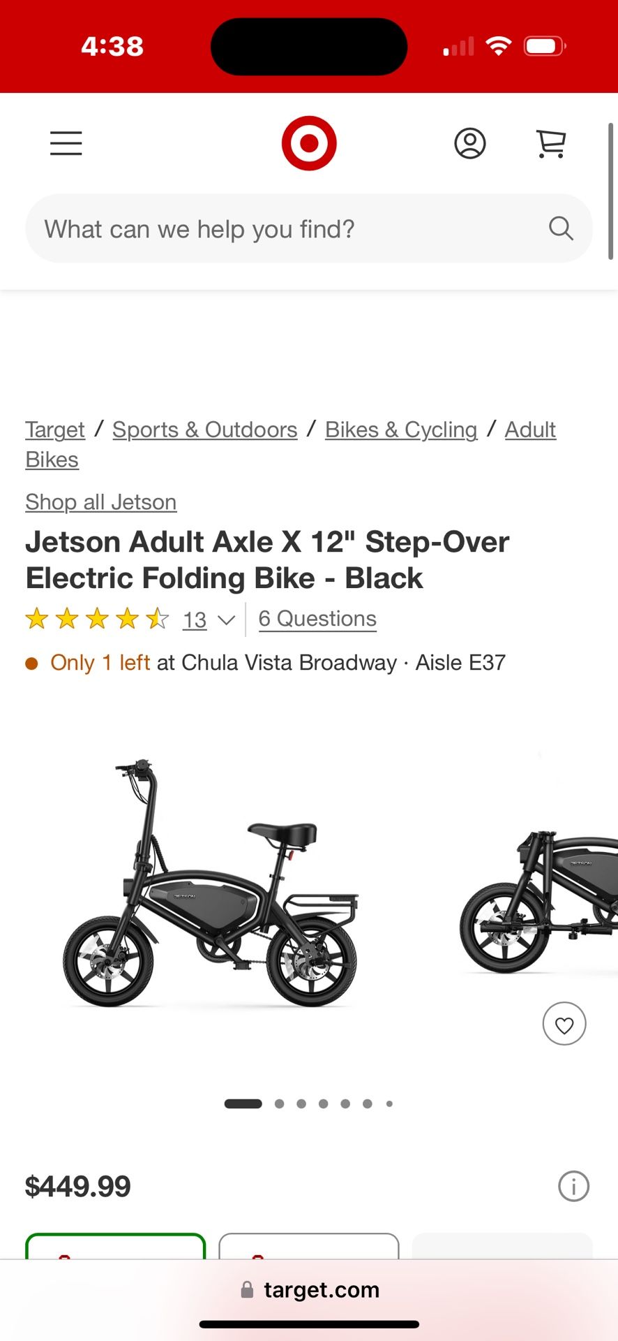 Jetson Adult Axle X 12" Step-Over Electric Folding Bike - Black