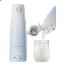 Momfree-Portable Bottle Warmer for Breastmilk: Baby Milk Warmer with Smart Touch LED Temperature Control | Food-Grade Cordless On The Go Heating Bottl