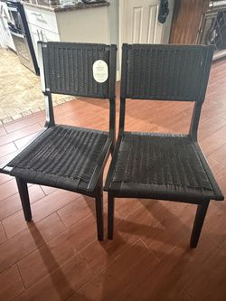 Solid wood chairs and two pictures frames