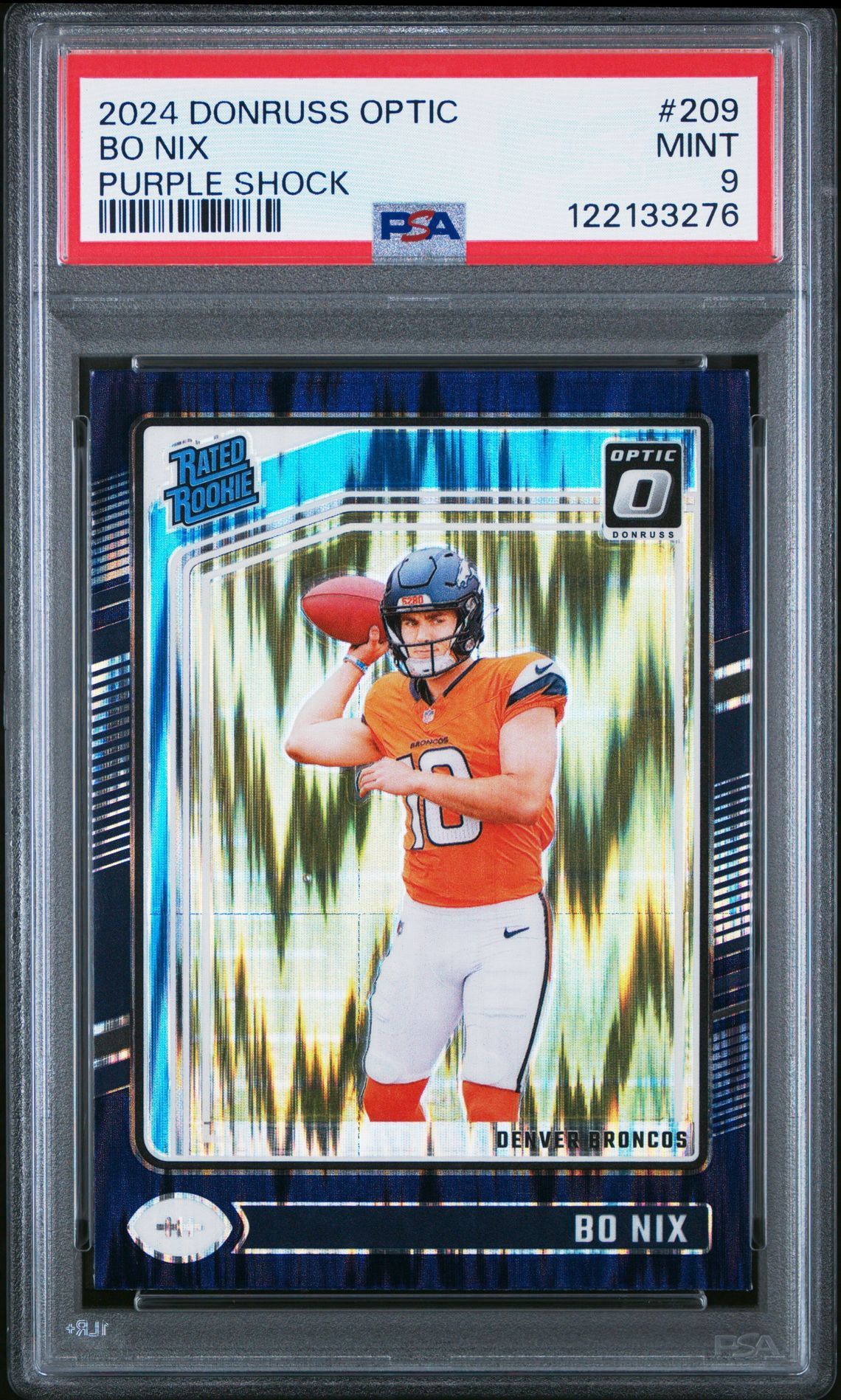 2024 Optic Bo Nix Purple Shock #209 PSA 9 Denver Broncos