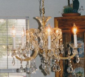 Vintage Crystal and Brass Chandelier