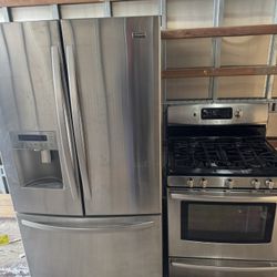 Stainless Steel Refrigerator & Gas stove set 