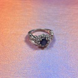 14k White Gold, 1.6 Carat Sapphire And Diamond Ring