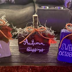 Rustic Block wooden Pumpkins